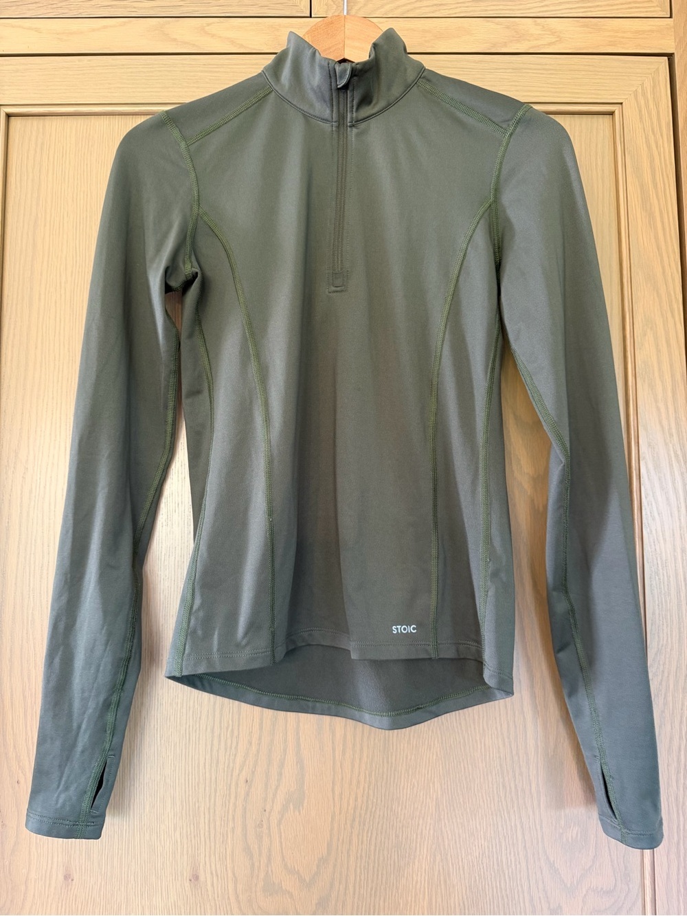 STOIC Olive Green Long-Sleeve Half-Zip Performance Top/ small